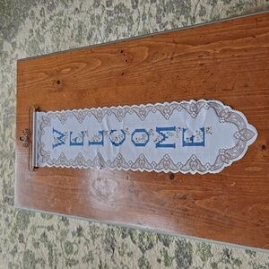 Welcome Lace Embroidery Look Wall/door Hanging